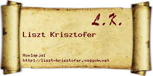 Liszt Krisztofer névjegykártya